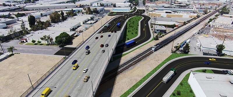 A rendering of the completed Rosecrans/Marquardt Grade Separation
