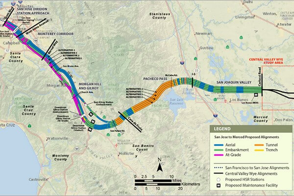 Map of San Jose to Merced project section