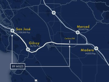 map of Northern California high-speed rail alignment